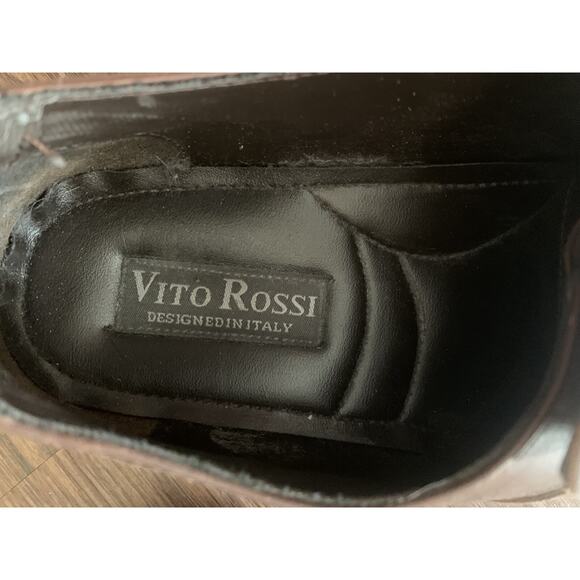 Vito Rossi Oxford Shoes Mens Size 10.5 Italian Leather Chestnut Brown Dress Shoe - Picture 11 of 12